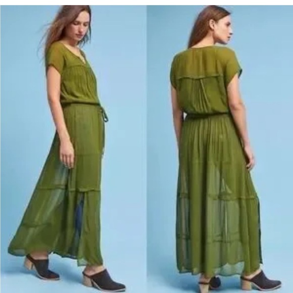 Anthropologie Maeve Green Sheer‎ Midori Duster Cardigan Size Small - Picture 2 of 4